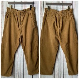 ZARA Z1975 Denim Corduroy Mustard Paperbag Pants Size 12 High rise waisted